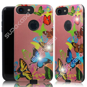 For Apple iPhone 7 & 8 Hybrid Diamond Bling Hard Case Slim Shockproof Butterfly