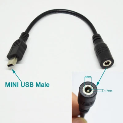 5pcs 16cm DC Power Supply Female 4.0 x 1.7mm To Mini USB 5Pin Male Adapter Cable - Image 1 of 4