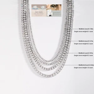 5mm Moissanite Tennis Chain Necklace Real 925 Sterling Silver D VVS1 Pass Tester - Picture 1 of 14