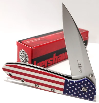 Cuchillo de Bolsillo Plegable Asistido KERSHAW USA KS 1660 EE. UU. Bandera Puerro Resorte A/O Foto 1 de 4