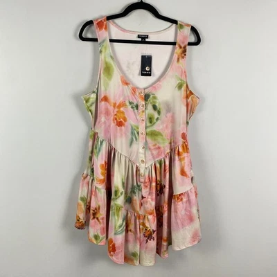 Mameluco coqueto cuello redondo tórrido talla 0X grande 12 rosa floral pulóver elástico Foto 1 de 4