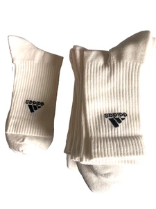 Adidas White Crew Socks – 6 Pairs, Size M (UK 5-8) Black Logo - Picture 1 of 11