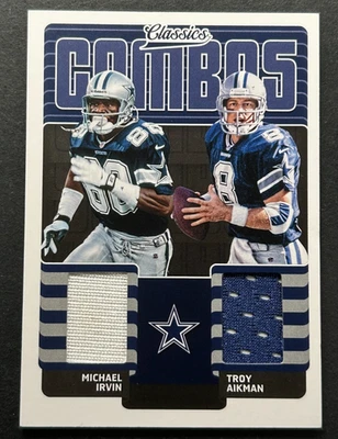 Parche doble 2018 Panini Classics - Troy Aikman & Michael Irvin #2 Dallas Cowboys Foto 1 de 2