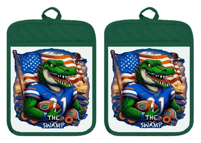 LIBERTY FLAGS AND GIFTS Florida Gators The Swamp Pot Holder Oven Mitts Hot Pad Linen Towel DZ302DPH