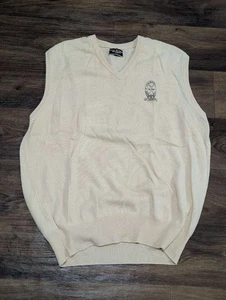 Tom Morris Golf Vest Mens Large Tan Pullover St Andrews Old Course Scotland - Picture 1 of 9