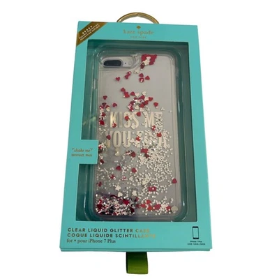 Kate Spade New York iPhone 7 Plus Clear Liquid Glitter Case Kiss Me You Fool - Image 1 of 4