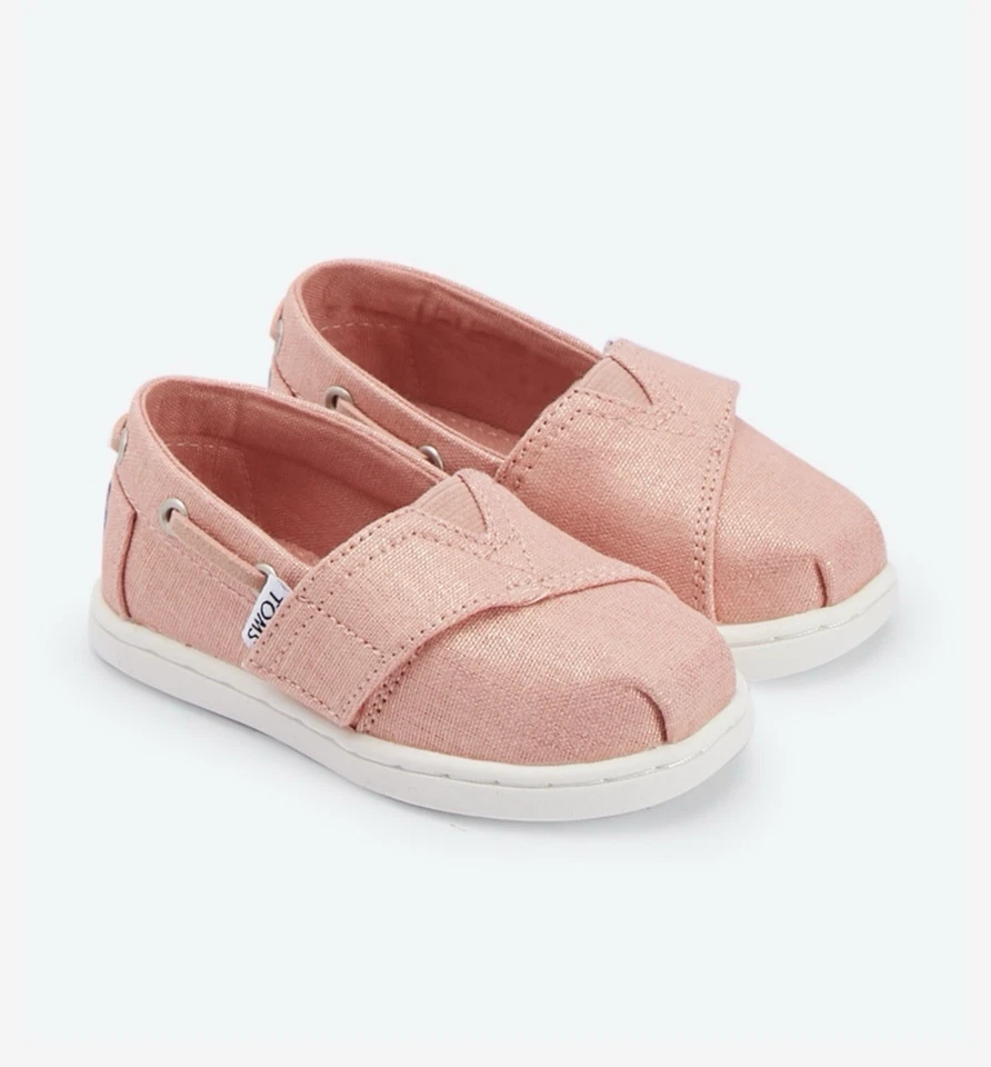 TOMS Toddler Girls Shimmer Canvas Tiny Bimini Espadrille Sneakers Coral Size 9 - Image 1 of 4