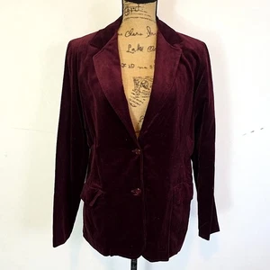 Vintage Bradley Womens Sz 14 Blazer Maroon Velour Notch Lapel 2 Button Pockets - Picture 1 of 4