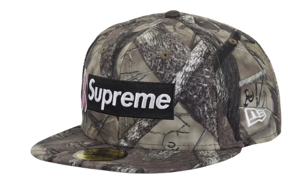 Supreme New Era Breast Cancer Awareness Box Logo Fitted Hat Camo - 7 1/4 - NEW - Image 1 of 4