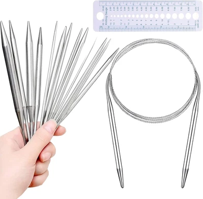 Wendergo Circular Knitting Needles Set 8pcs 2-8mm Stainless Steel Yarn Tools