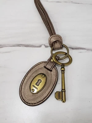 FOSSIL  Leather LOCK & KEY Fobs Charm Keychain - Image 1 of 4