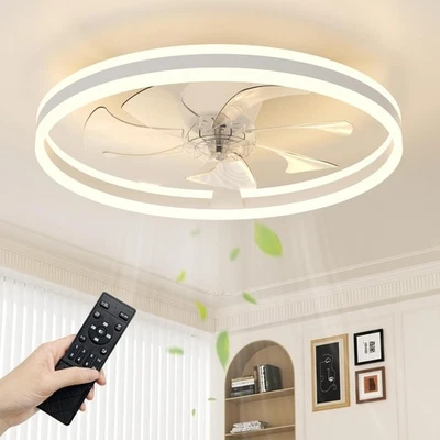 60cm LED Ceiling Fan Light with Remote, 6 Speeds, Quiet, Dimmable, Modern - Image 1 of 4