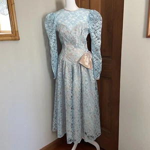 NEW Vintage Dance Allure Alfred Angelo 9/10 Medium? Dress Floral Lace Illusion - Picture 1 of 10