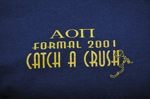 t-shirt medium alpha omicron pi sorority formal 2001 20.5 inches pit to pit - Picture 1 of 5