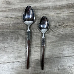 Vintage EKCO ETERNA Canoe Muffin Flatware Mid Century Modern MCM 2 Spoons - Picture 1 of 2