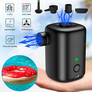 Elektrische Luftpumpe Akku Schnell Inflator Schlauchboot Luftpumpe 4 Luftdüsen - Bild 1 von 12
