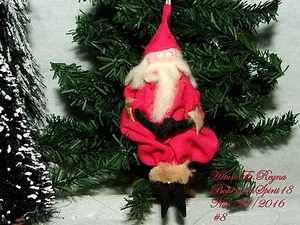 SANTA CLAUS CHRISTMAS TREE HANDMADE ONE OF A KIND ORNAMENT - Picture 1 of 5
