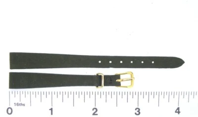 Watchband CORFAM  9 mm 3/8  inch Olive Green Regular yellow buckle tapered - Image 1 of 2