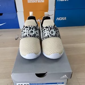 Adidas Lite Racer Adapt 4.0 Ivory Leopard Shoes GV9117 Toddler Girls Size 9K - Picture 1 of 4
