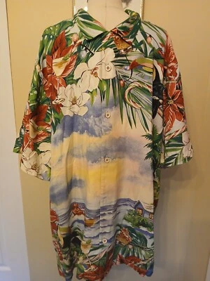 Tommy Bahama Christmas Hawaiian Silk Shirt Birds 2XL Rare Santa  Cruise Wear - Image 1 of 4