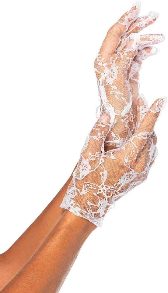 Leg Avenue 蕾丝手腕长度手套白色 — 第 1/1 张图片