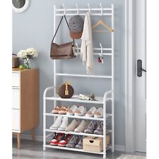 4-Tier 23" Coat Rack Hall Entryway Shoe Clothes Bench Home Storage Shelf Shelves