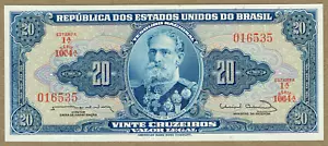 REPUBLIC OF BRAZIL ND(1963) 20 CRUZEIROS VALOR LEGAL SIGN. 12 P-168b.2 CH CU - Picture 1 of 2