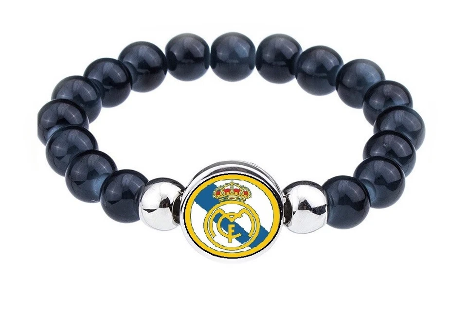 Pulsera Real Madrid Ajustable Expansible Negra Cuentas Fútbol Fútbol D1 Foto 1 de 4