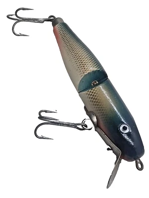 Vintage Wood Fishing Lure Glass Eyes Jointed Crankbait Unknown 3.5" inches - Image 1 of 4