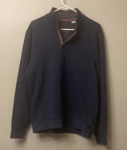 Orvis Signature Medium 1/4 Zip Snap Pullover Sweatshirt Blue Cotton Blend EUC - Picture 1 of 5