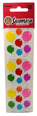 Sandylion Sticker Kromekote Colorfull Balloon 1 Sheet NIP Sealed Birthday VTG  - Image 1 of 4