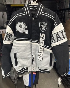 NFL Team Apparel Oakland Raiders Button Up Bomber Jacket Rare NWT - Bild 1 von 4