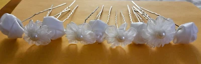 Pinzas para el cabello de boda CraftbuddyUS blancas 12 piezas 25 mm tela/rosa perla Foto 1 de 3