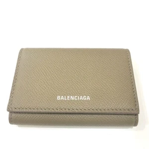 BALENCIAGA 581099 logo Ville Accordion Accessory Card Case Leather BrownBased - Picture 1 of 11