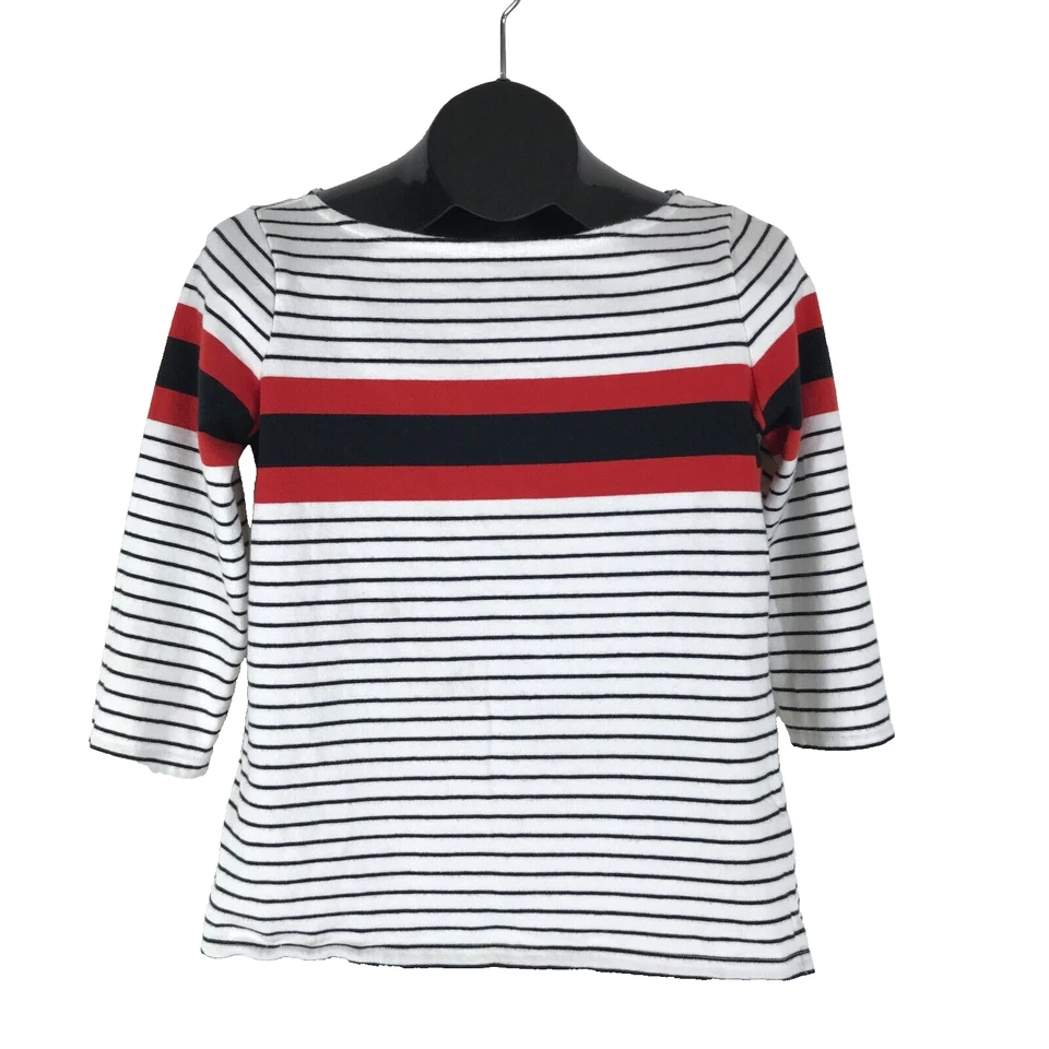 Lands' End 3/4 Sleeve Boatneck Knit Top Women's Small Petite 100% Cotton Casual - Image 1 of 4