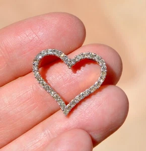 Sundance natürlicher Diamant offenes Herz Liebe Anhänger-Pave Sterlingsilber 3/4" - Bild 1 von 6