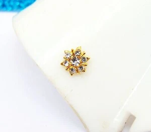 Indian Nose Ring Ethnic 22k Gold Plated Nose Pin Jewelry Women Valentine's Gift - Picture 1 of 3