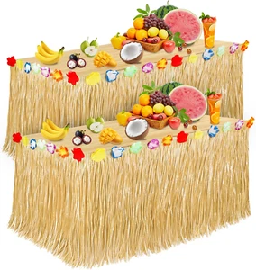 Party Decorations Grass Table Skirt for Tropical Hawaiian - Picture 1 of 11