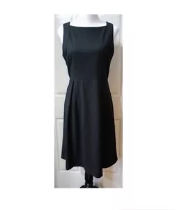 Theory Dress Size 10 Square Neck Charcoal Pinstripe Sleeveless Pleated Career - Picture 1 of 15