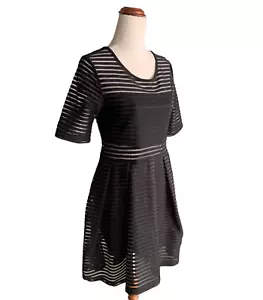 Maxim Black Womens Striped Fit and Flare Dress Size M Very Good Condition - Bild 1 von 13