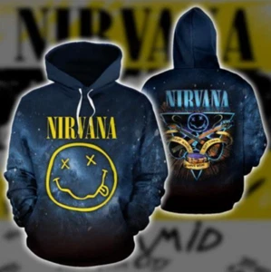 Unisex Nirvana Rock Band Lightweight 3D Printed Hoodie 3d - all printed - Picture 1 of 2