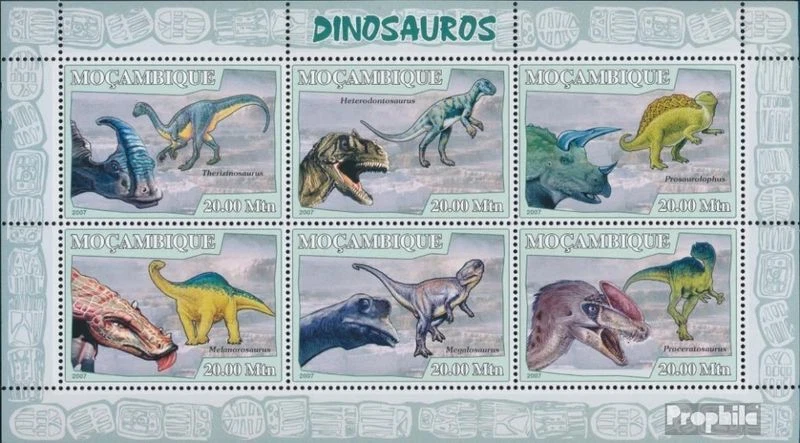 Hoja de estampillas de Mozambique 2007 Mi 2970-2975 (completa. edición) Dinosaurios MNH 2007 Foto 1 de 1