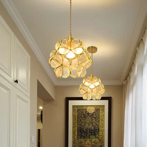 Nordic Brass Petal Glass Pendant Light Modern Ceiling Lamp Island Kitchen Deco - Picture 1 of 14