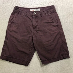 American Eagle Shorts Mens 30 Burgundy Flat Front Casual Cotton Chino Prep - Picture 1 of 9