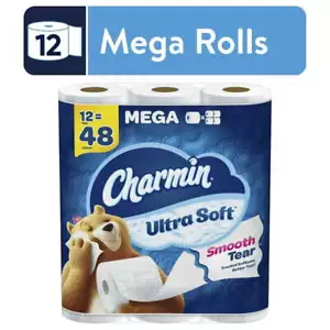 Charmin Toilet Paper Ultra Soft, 12 Mega Rolls - Picture 1 of 5