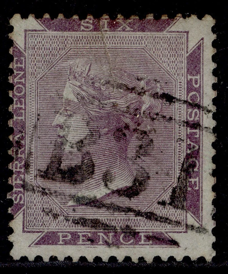 SIERRA LEONE QV SG2, 6d grey-lilac, USED. Cat £45. NO WMK - Image 1 of 1