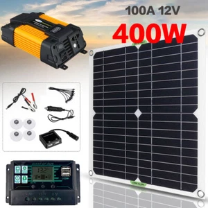 400W Solar Panel Kit 6000W Power Inverter 12V 100A Battery Charger Controller US - Picture 1 of 40