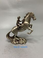 Collectible Decorated Old Tibetan Silver Hand Carved Monkey Horse Statue