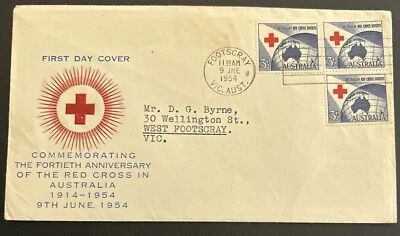 Australian FDC 1954 40 Aniversario de la Cruz Roja Foto 1 de 4