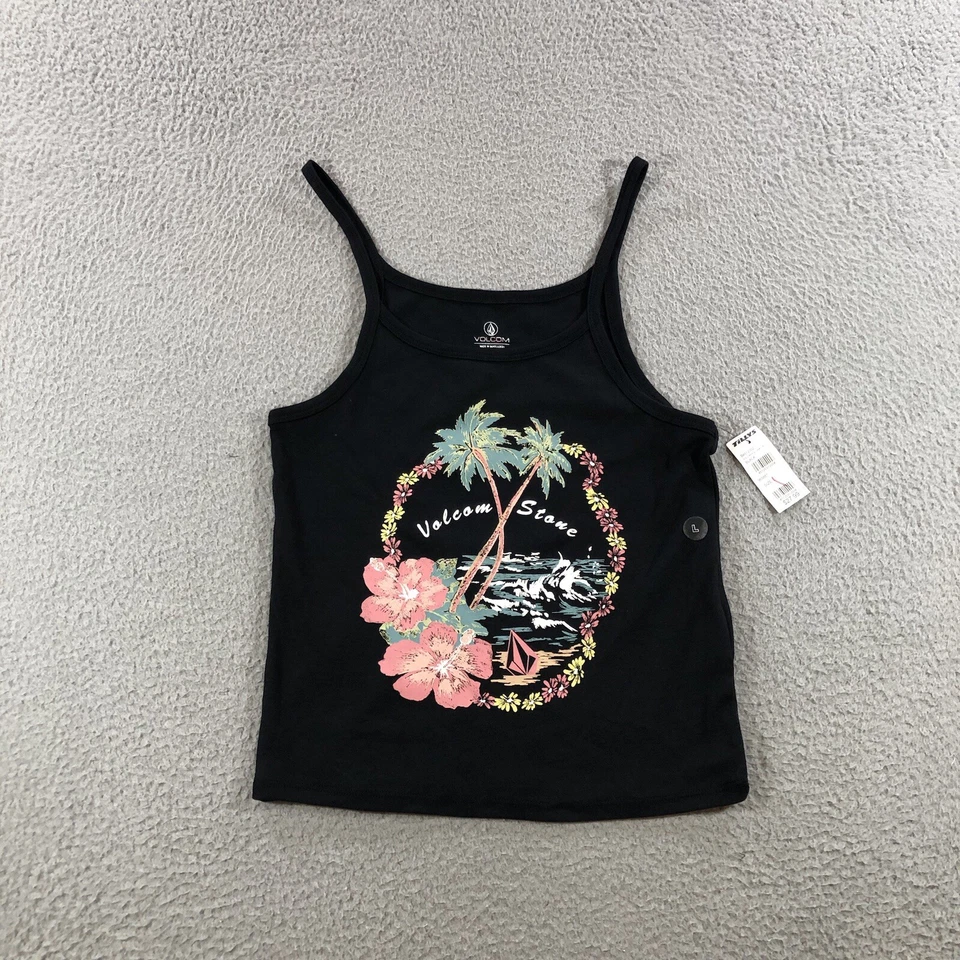 Volcom Stone Tank Top Women’s L 10 Black Graphic Print - Image 1 of 4